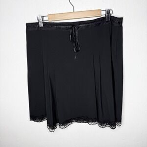 IE Y2K Black Lace Trim Pleated A Line Skirt Womens 16 Petite Whimsygoth Romantic